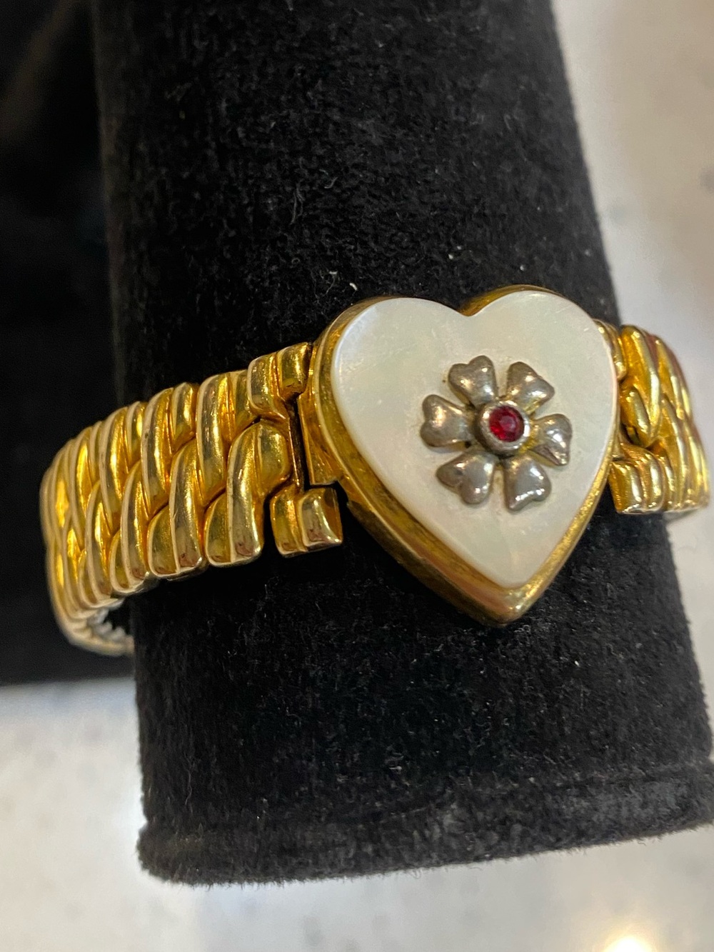 Vintage 1940 WWII Co Star Sweetheart Bracelet Mother of Pearl Gold Filled 1/20